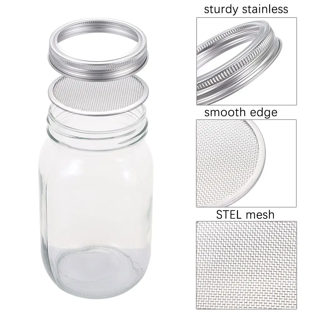 16/32oz Sprouting Jars with Screen Lids Sprouts Growing Kit Wide Mouth Mason Jar Seed Germination Kit Indoor Sprouter Set