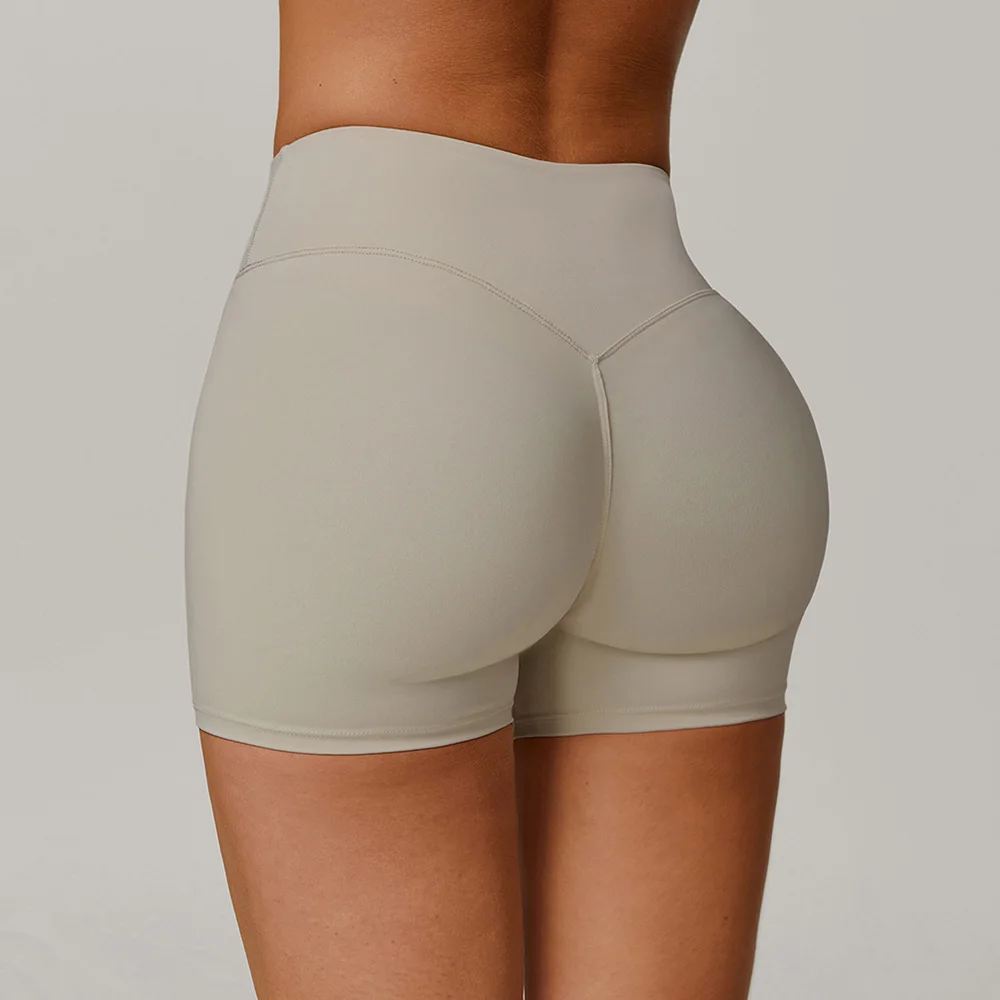 Solid Color Women Fitness Sport Short High Waist Yoga Shorts Fitness Leggings Running Quick-dry Breathable Workout Cycling Short