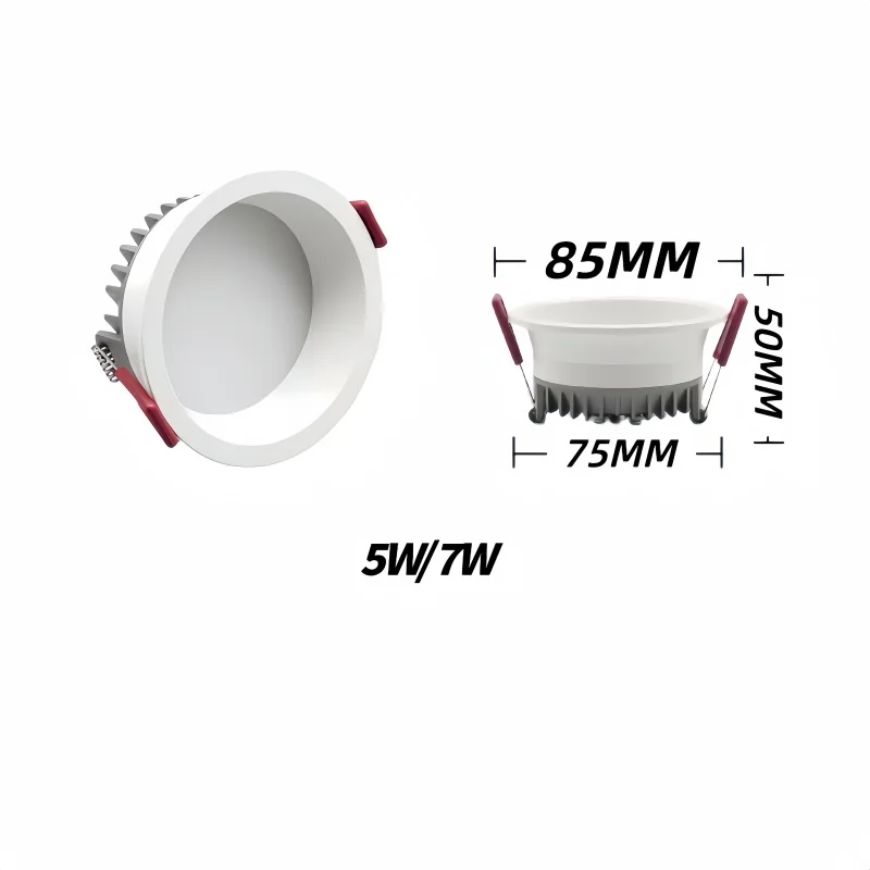 디밍이 가능한 매립형 눈부심 방지 다운라이트 LED 스팟 220V/110V 천장 원형 패널 조명 (장 가정 조명)
