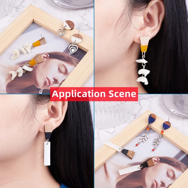 Stud Earrings Diy Resin Wood Earrings Resin And Wood Earrings Online