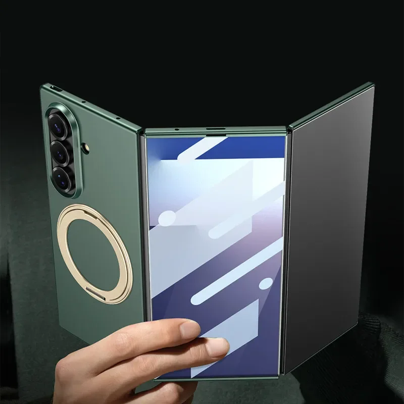Magnetic 360° Rotating Ring Holder Case with Glass Protector