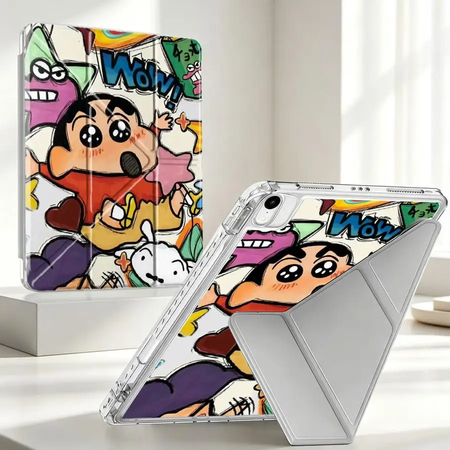 Cartoon Crayon Shin Chan Tablet Case with Pen Slot Cover