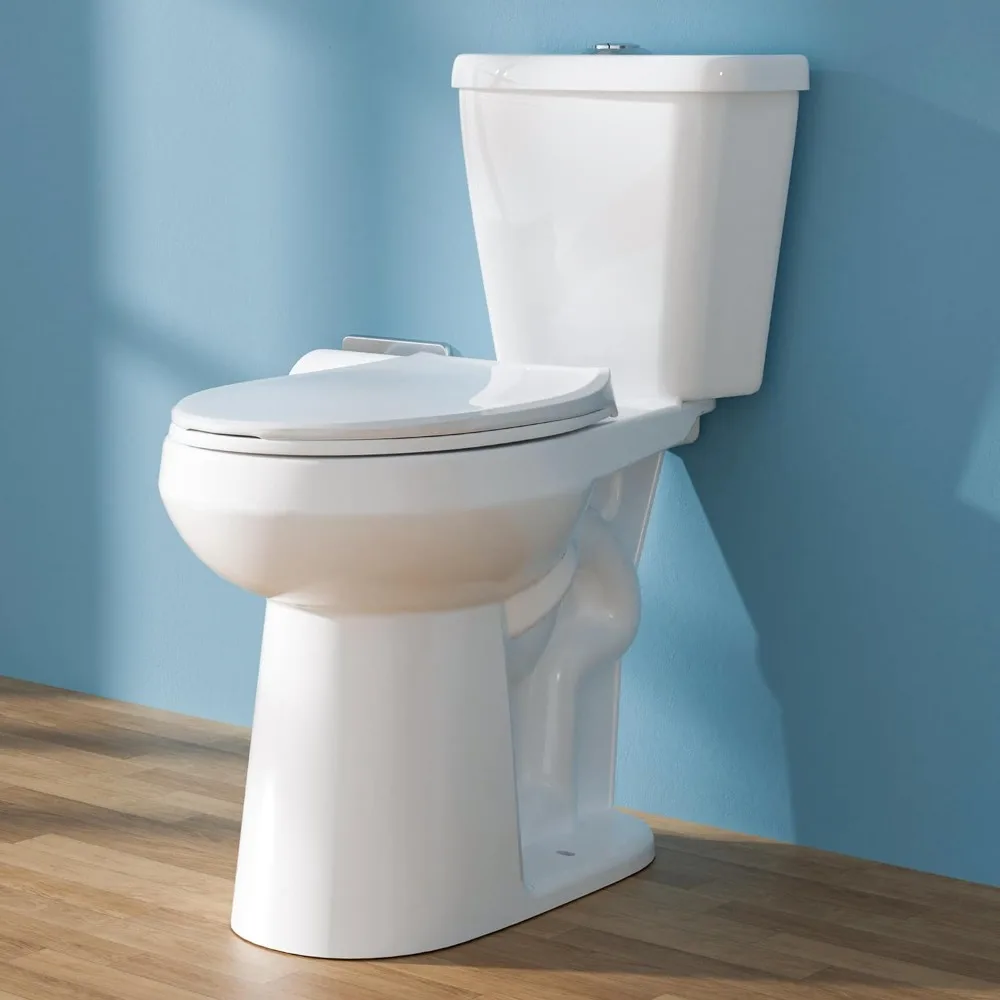 21" Tall Toilet for Seniors: Extra High, Modern White, Comfort Height, Power Flush, Two-Piece, Dual Flush 1.28 GPF, 12" Rough-In