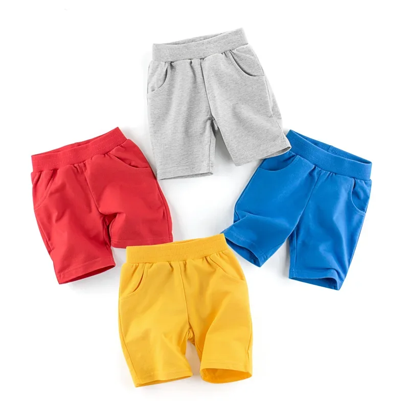 Boys Solid Colors Cotton Beach Short Sports Pants Elastic Waist for Summer boys shorts