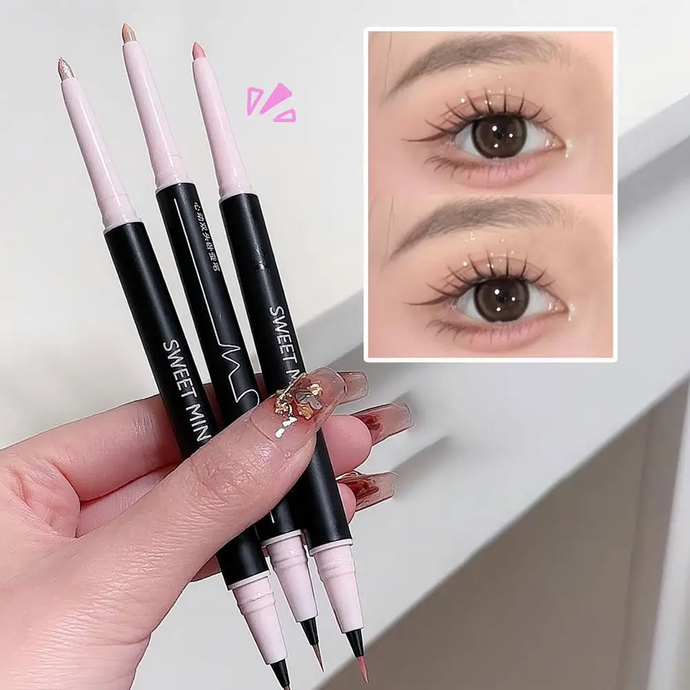 Double-Headed Silkworm Eyeliner Pencil Shadow + Highlight 2in1 Ultra-fine Pen Tip For Beginners Affordable Easy T I8A2 eyeshadow pencil,eyeliner pencil,eyeshadow eyeliner