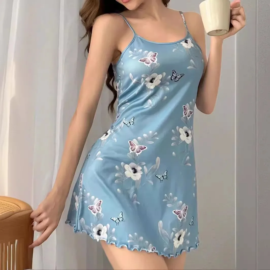 ملابس نوم نسائية بطبعة زهور على شكل فراشة