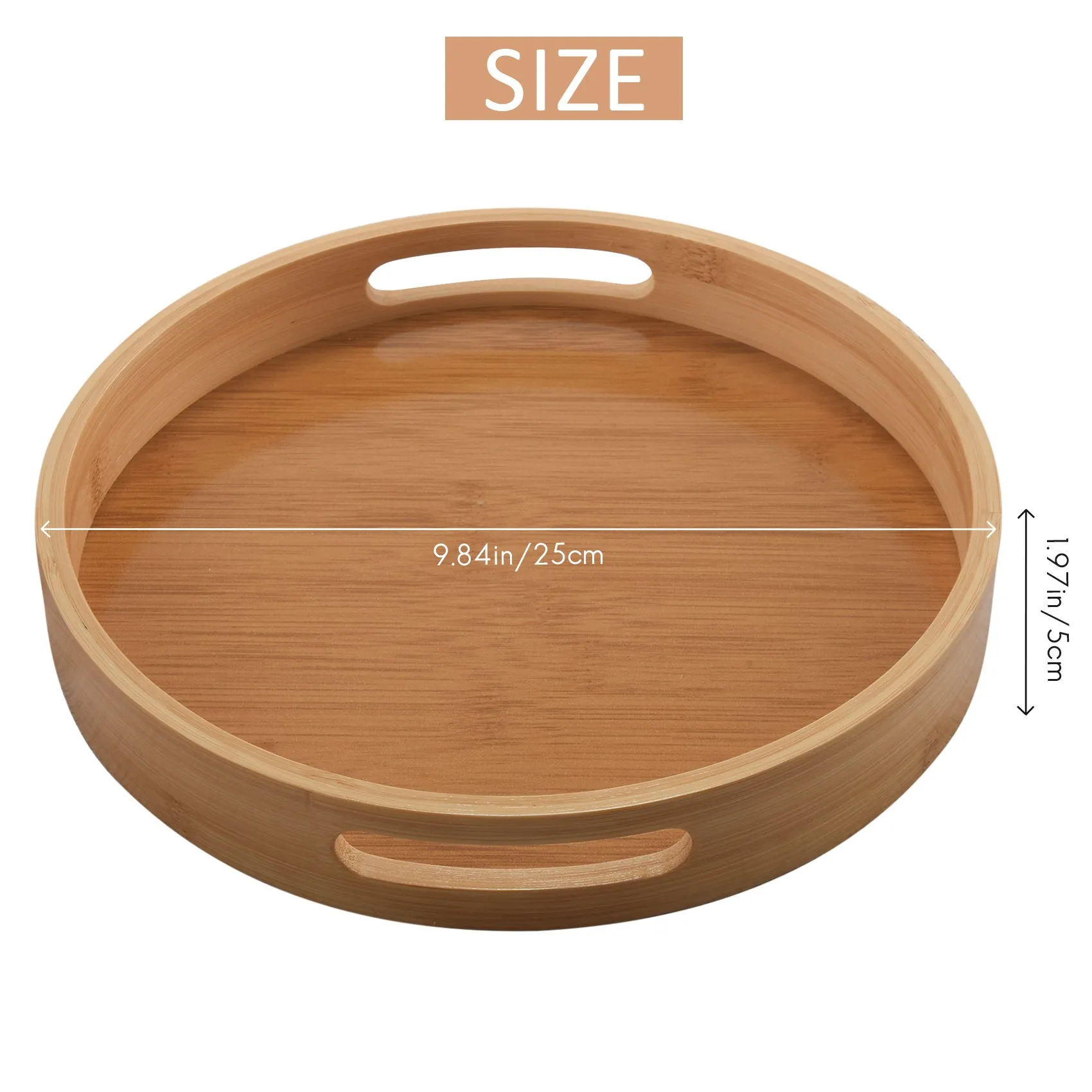 Round Serving Bamboo Wooden Tray for Dinner Trays Tea Bar Breakfast Food Container Handle Storage Tray  1 4