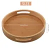Round Serving Bamboo Wooden Tray for Dinner Trays Tea Bar Breakfast Food Container Handle Storage Tray  1 4