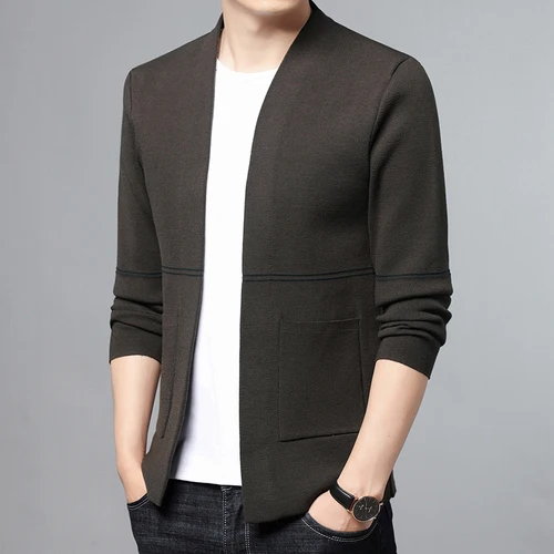 thumbnail image 1 of Suéter tipo cárdigan de alta calidad para hombre, chaqueta de negocios, novedad de primavera, 1 of 5