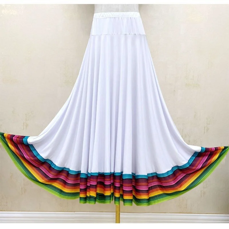 Tibetan Dance Dress Ethnic Xinjiang Dance Square Skirt Large Swing Skirt Half Length