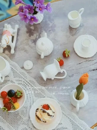Doll House French Tableware Light Vase Model Miniature Tabletop Display Mini Bear Cracker Barrel Chocolate Box Bryce Display Bjd 5