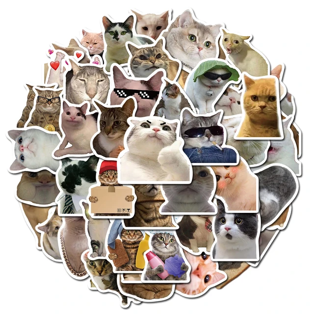 50pcs Cat Meme Funny Animals Stickers Vintage Toy Diy Kids