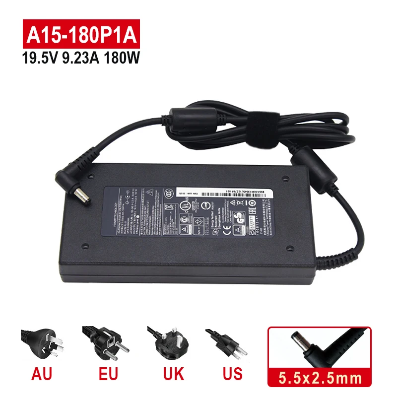 

180W 19.5V 9.23A A15-180P1A Laptop Adapter Charger For CHICONY A17-180P4A ADP-180MB K For MSI GS70 GE62 GS63 WS60