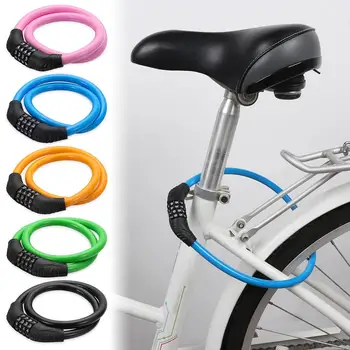 Numero di combinazione a 4 cifre Lucchetto per bici Forte e resistente Ciclo di sicurezza Lucchetto per bicicletta Cavo in acciaio Catena Password Lucchetto ripristinabile