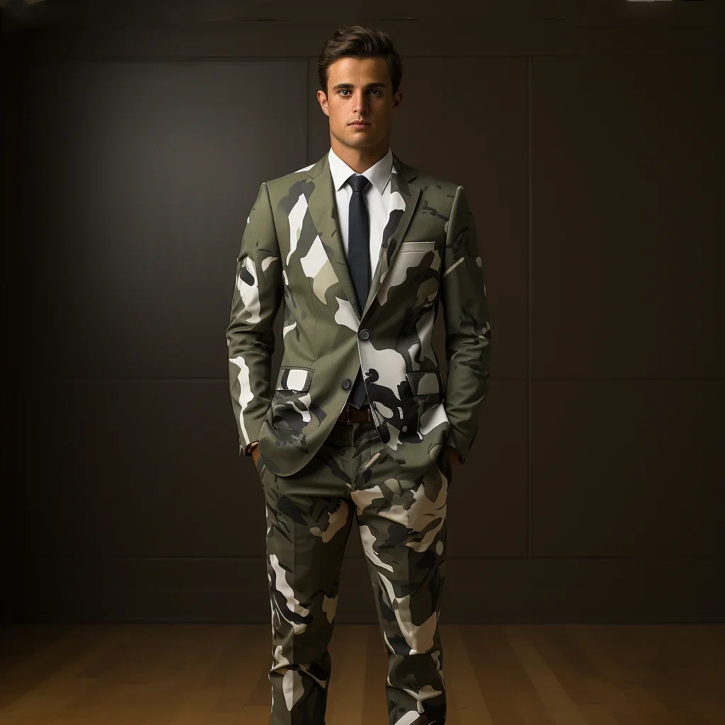 New Geometric Camouflage Tactical Handmade Suit Men's 3D Digital Printing Suits Cos Party Nightclub Shiny Cool Performance Set