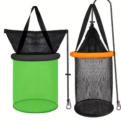 Collapsible Nylon Fish Keep Net in Orange - Black/Green - Black - Portable and Durable Design (Mix 2pcs)
