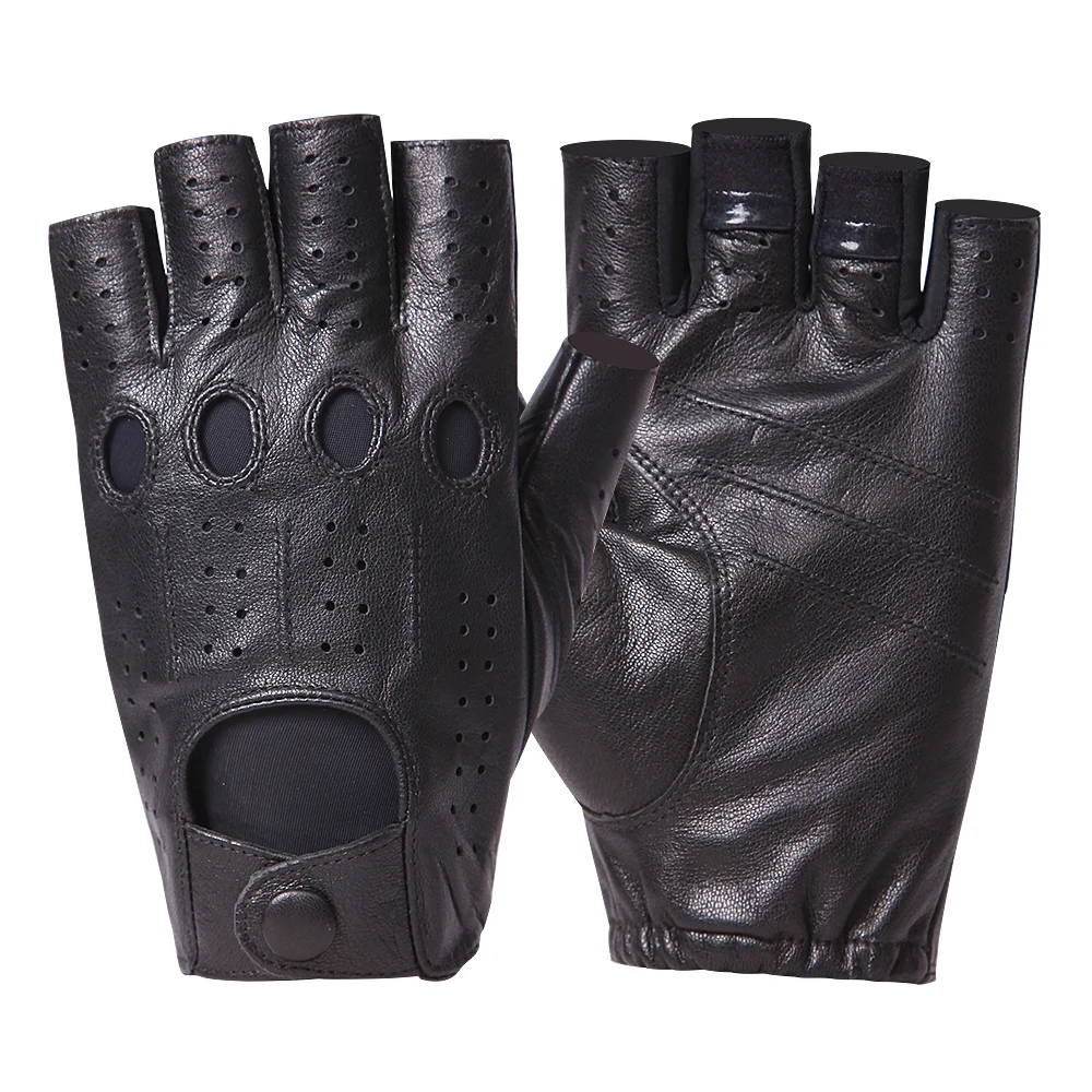 2022 Winter Leather Men\'s Half Finger Gloves Male Thin Outdoor Non-Slip Driving Fingerless Breathable Mittens Guantes Gym Hombre