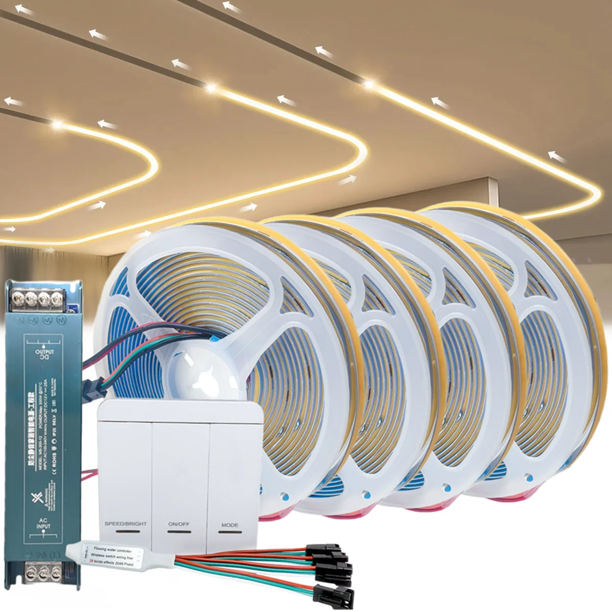 

DC24V COB Running Water Flowing Light Set WS2811 Button Panel Switch Controller Chasing Smart Strip Light Home Lighting Decor