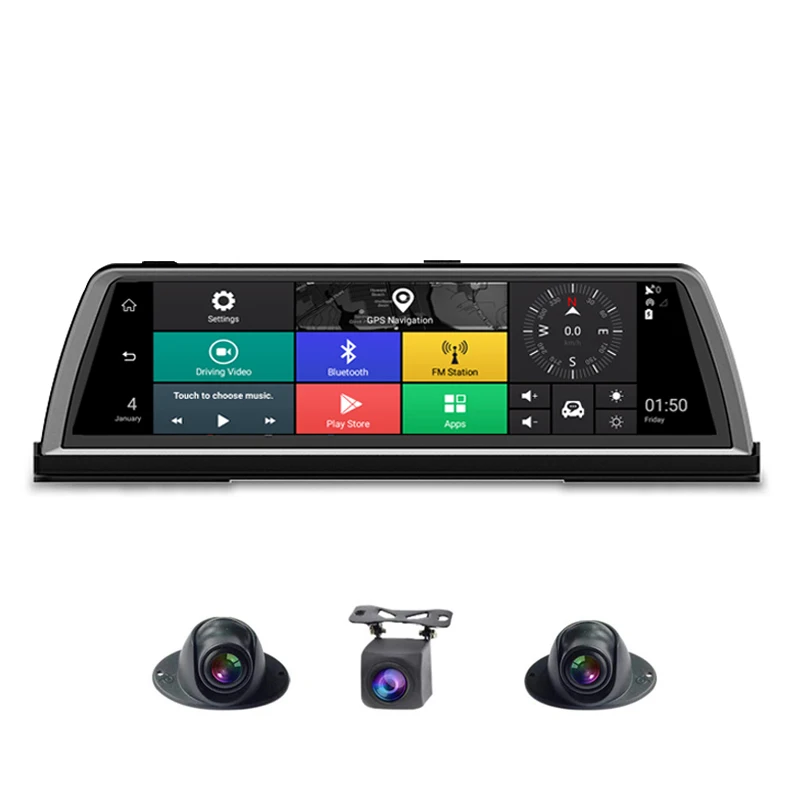 

Автомобильный видеорегистратор, 10 дюймов, IPS Android OS, 4 канала, Wi-Fi, 4G, ADAS, GPS-навигация, видеорегистратор Full HD 1080P, видеорегистратор