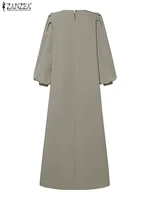 ZANZEA Islamic Hijab Dresses Elegant Long Lantern Sleeve Muslim Abaya Dress Maxi Robe Women Sundress Casual Solid Loose Vestidos 5