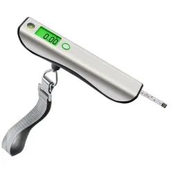 Digital Luggage Scale with Backlit LCD and Stainless Steel Cover, 50kg Capacity, with Built - in Tape Measure (Black)