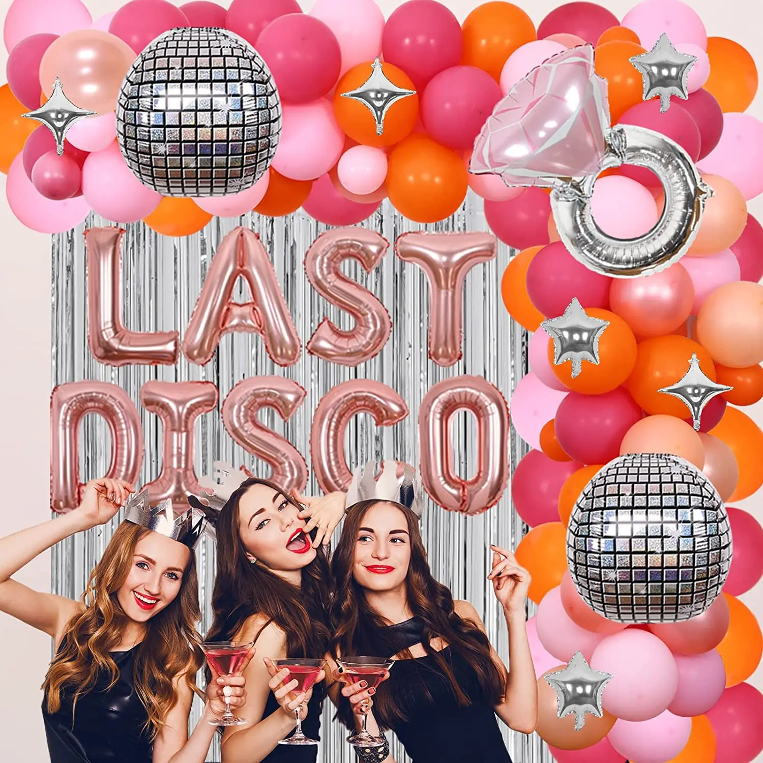 Last Disco Bachelorette Party Decor Silver White Balloon Garland Kit Disco  Ball Balloons Foil Curtain for Disco Dance Party - AliExpress