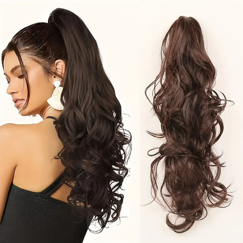18" claw clip ponytail synthetic wig for women is an optional hair accessory for everyday wear