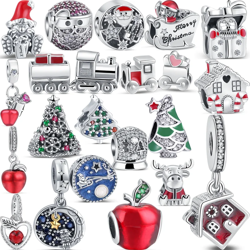 de plata 2022 para árbol de cuentas de Santa, Elk, Apple House, compatibles con pulsera Pandora Original, joyería para mujer, regalo de Navidad, novedad de 925| - AliExpress