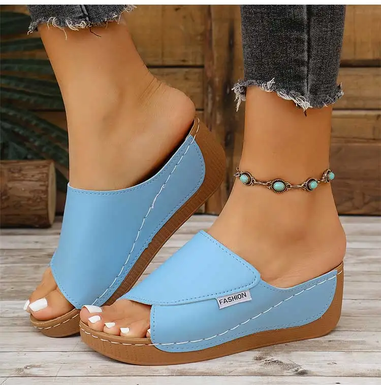 Damensandalen mit 5,5 cm Absatz für den Sommer, Damenschuhe, weiche Keilabsätze, Sandalias Mujer 2026, neue Schuhe, Sommerpantoffeln – Detail 29