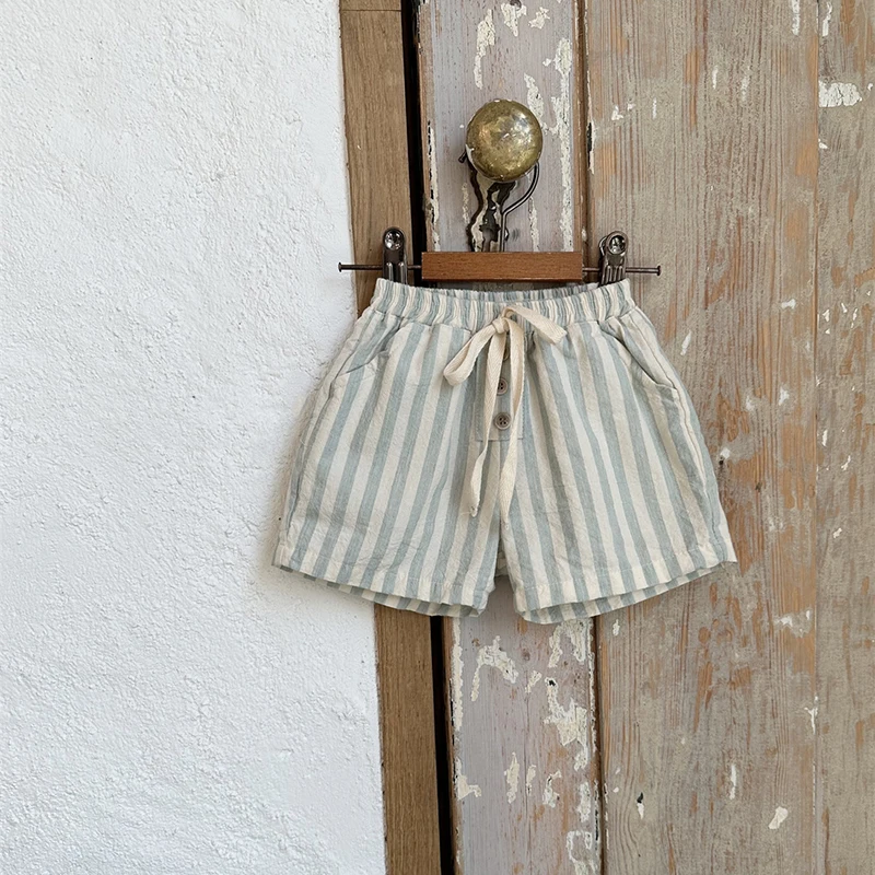 Striped Linen Baby Shorts 3