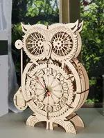 3D Wooden Puzzle Owl Clock Model Kits To Build Wooden Construction Handmade Craft Unique Christmas Gift 1
