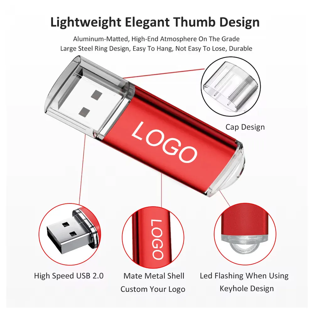 100개/세트 금속 USB 플래시 드라이브 64GB 32GB 8GB 4GB 메모리 플래시 USB 스틱 펜 드라이브 128MB 512MB 펜드라이브 2.0 무료 맞춤 로고