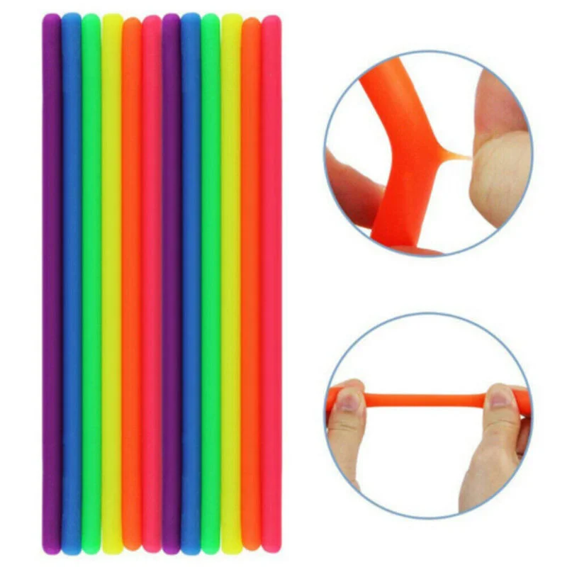 Colorful Soft Rubber Decompression Elastic Rope Toys Children DIY Winding Pull Noodle Rope Toy Party Game Props Gifts
