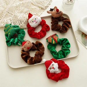 Christmas Santa Hair Scrunchies Plush Elastic Hairband Colorful Ponytail Holders Christmas Hair Rope Fashion Hair Accessories