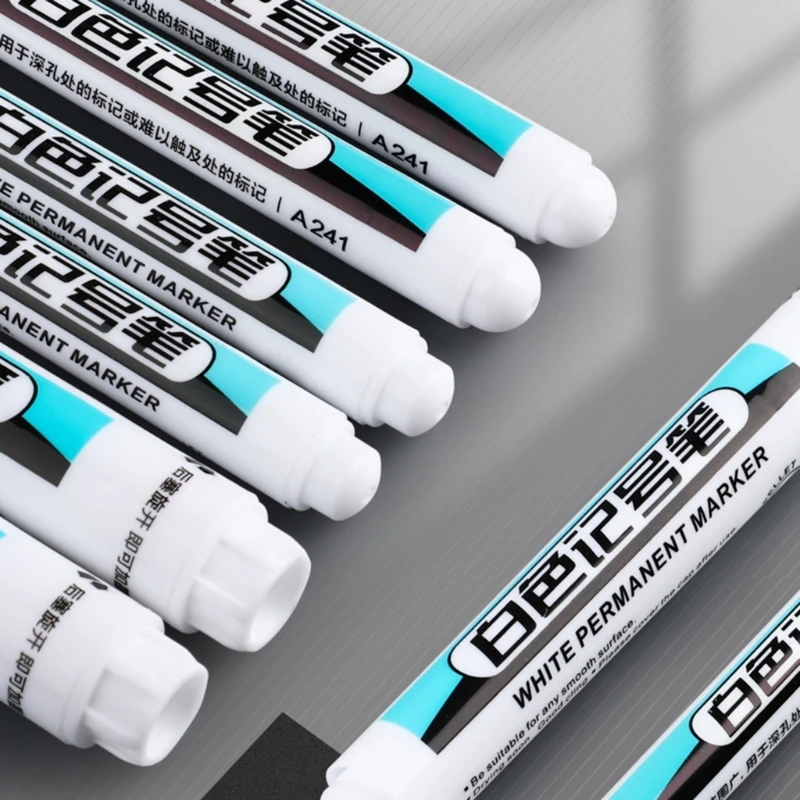 4 Pieces Oil-based Markers Pen Long Nose Markers Quick-drying Paint Pens White Permanent for Metal Glass
