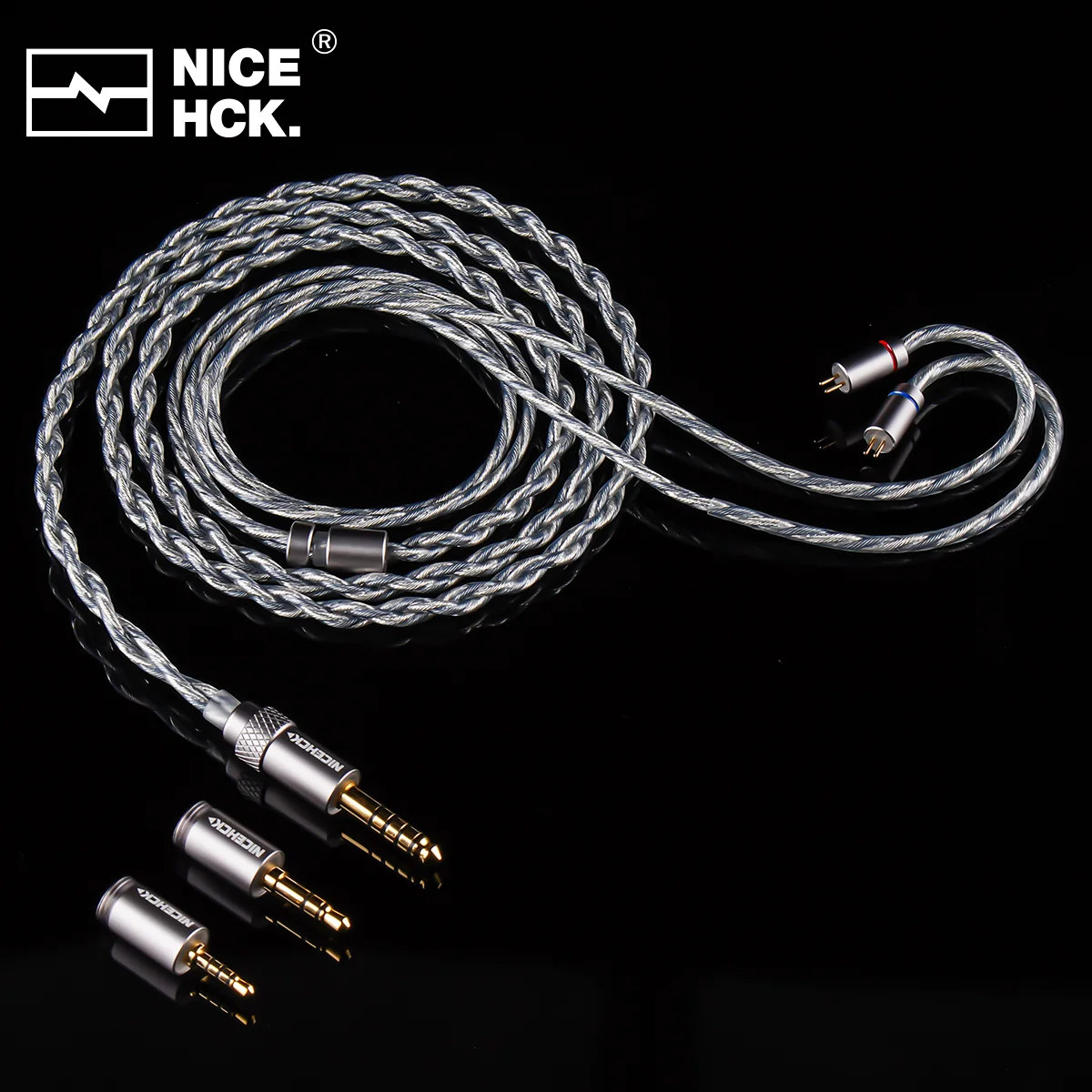 

NiceHCK BlueLuna Silver Plated OFC IEM Wire Flat 2Pin 3-in-1 Detachable Plugs Replace Audiophile Cable for S12 Pro Hexa Himalaya