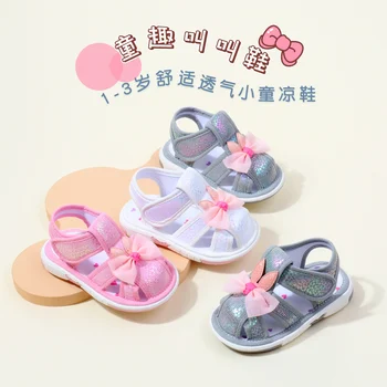 Baby Squeaky Shoes Summer Sandal High Quality Funny Toddler Sound Prewalking Sneaker Cute Butterfly-Bowknot for Kid Girls MY2401 2