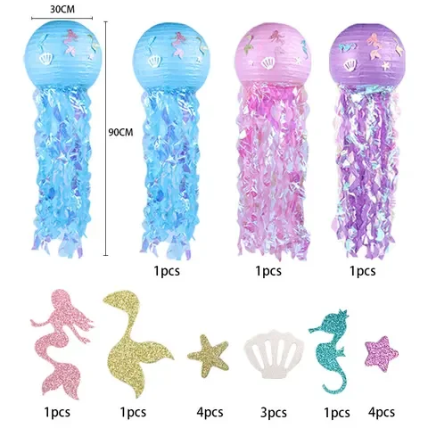 

Cute Mermaid Party Favors Starfish Shell paper Lantern Memaid Clap Bracelet Tattoo Stickers Birthday Party Decorations girl gift