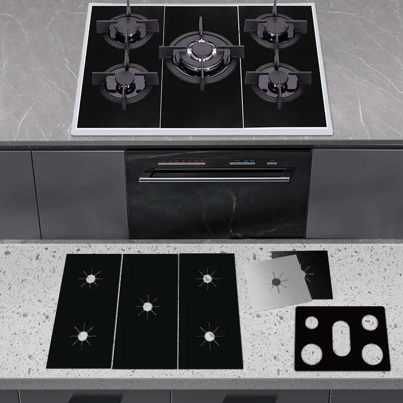 Description Picture 2 of item5-Hole Gas Stove Pad Protective Cover Cleaning Anti-dirty Non-stick Pad Reusable Stovetop Scratch Protector Pads Kitchen Parts