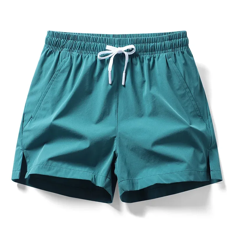 Summer Ice Silk Quick Dry Short Pants Men Breathable Sportswear Running Fitness Beach Bottoms Gym Training Zipper Pocket Shorts 2