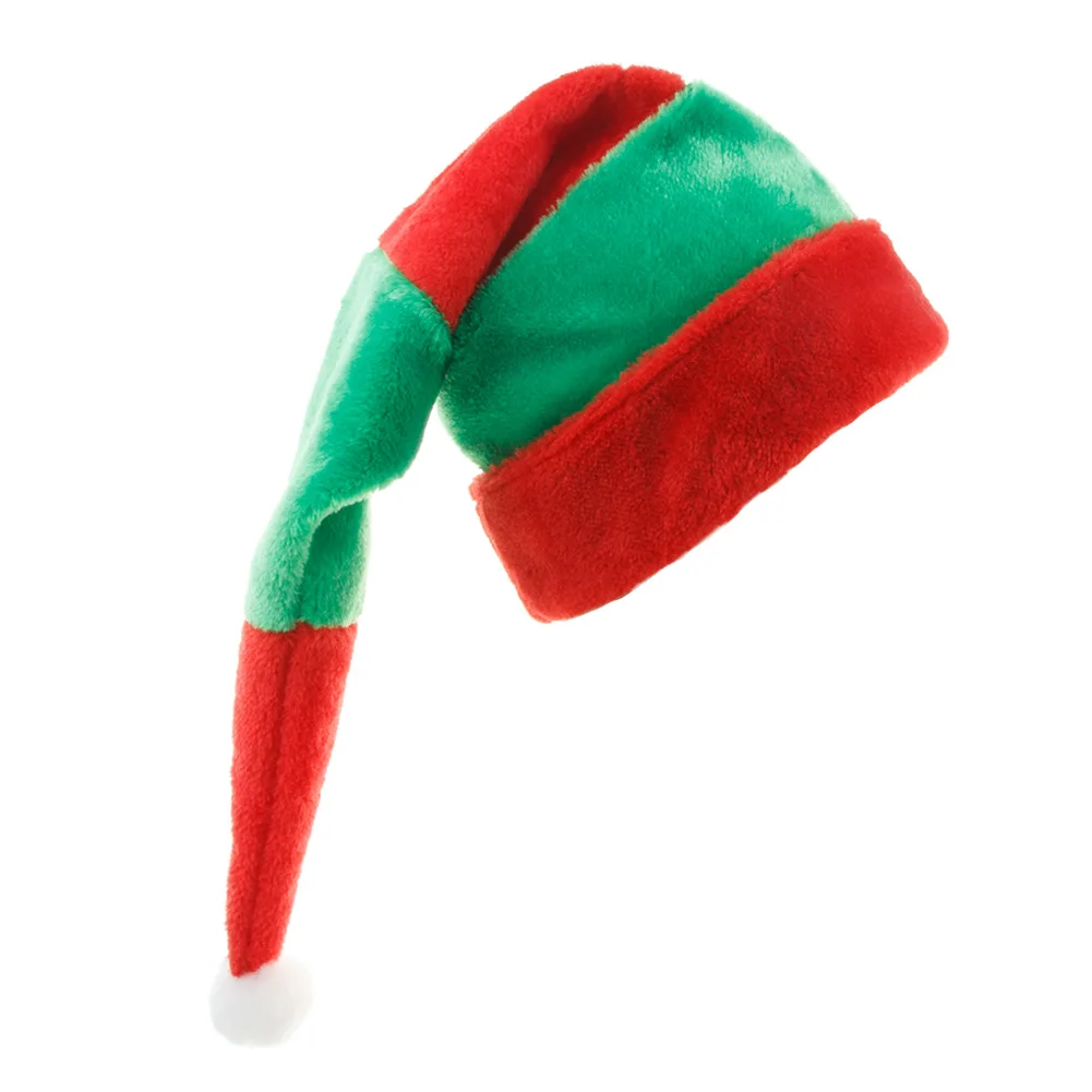 1PC  Christmas Elf Hat Plush - Red Green Striped Long Tassel Xmas Hat For Christmas Party, Holiday Cosplay, Festive Decoration
