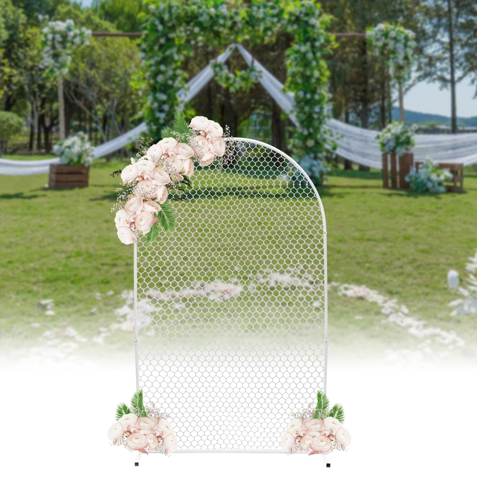 White Wedding Stand Mesh Wall Stand Arch Backdrop Iron Wedding Event Party Props DIY Decoration 2m