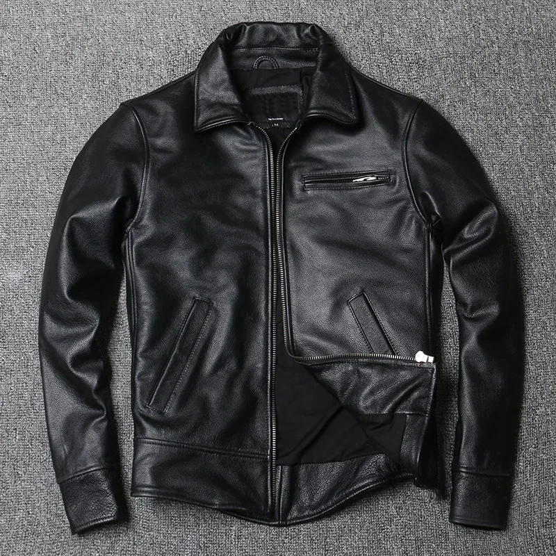 

Free shipping.Men Cool slim rider leather jacket.brand soft cheap black outdoor cowhide coat.fashion quality plus size clothes