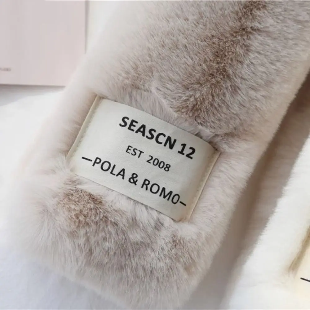 Cute Cross Scarf Thickened Soft Neckerchief Wrap Solid Color Faux Rabbit Fur Scarf Autumn Winter