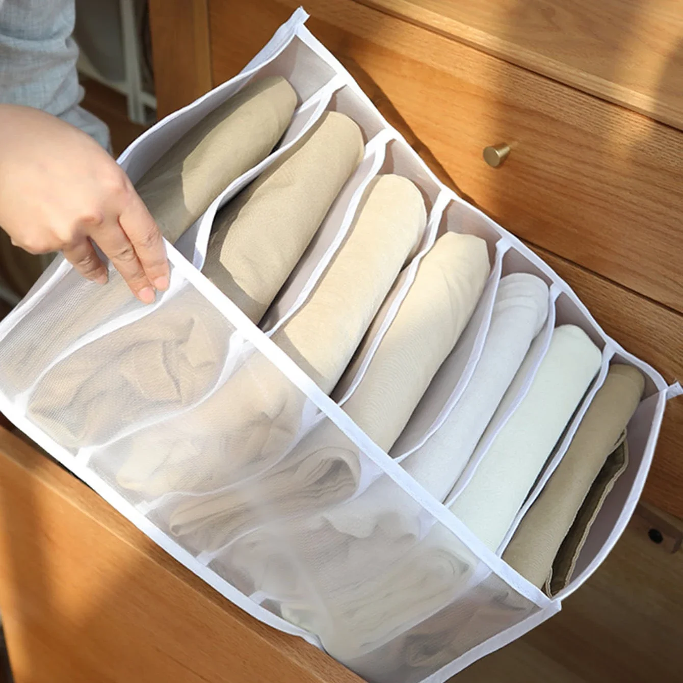 1pc-7 Grids Jeans Storage Box Closet Wardrobe Clothes Compartment Boxes Drawer Jeans Socks Separation Organizer Pants Storage