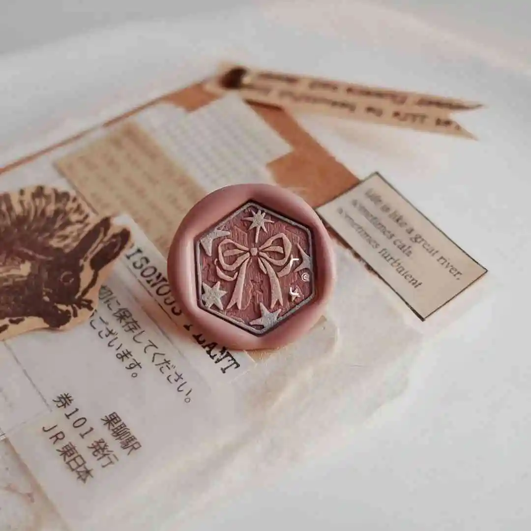 New Lacquer Seal Seal Head Bow Rose Embossed Ticket Stub Copperhead Envelope Invitation Sealed Stamp Toy Birthday Gift Ledger