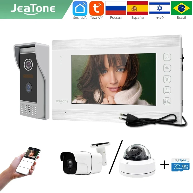 

Jeatone Tuya 1080P 7 Inch Video Door Phone Intercom Doorbell Smart Home Eye Door Camera For Wireless WiFi Access Control System