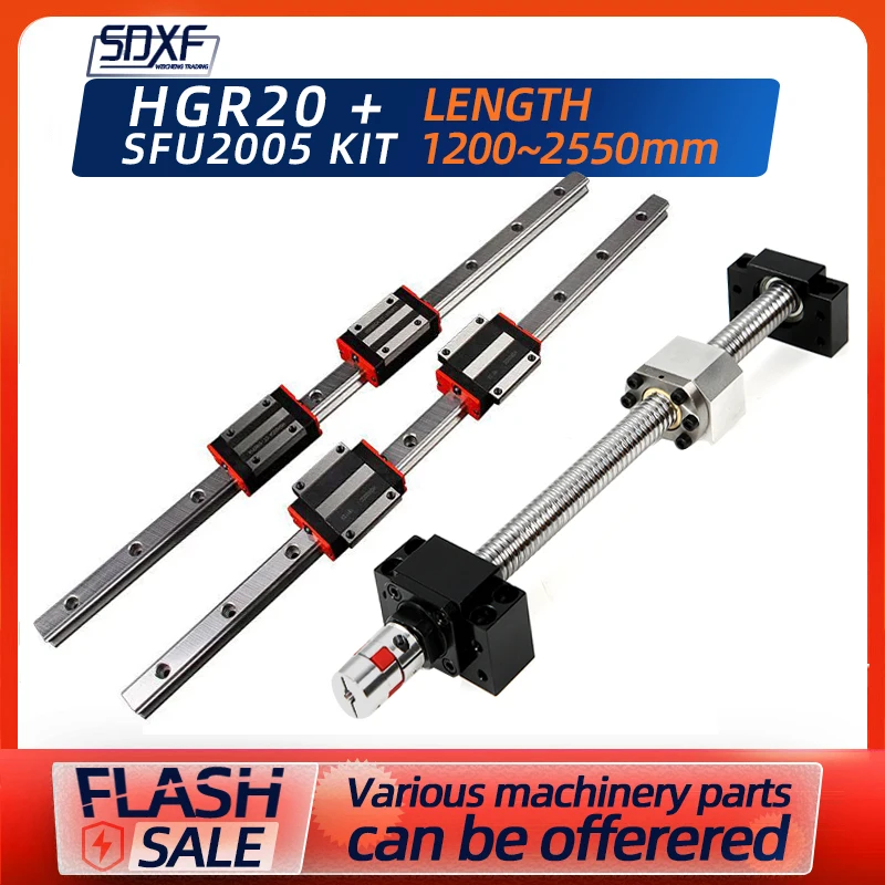 

The guide screw rod is combined with a SFU1204 any length four HGH15CA sliders BKBF10 DSG12H XB20*25-6.36*8mm coupling