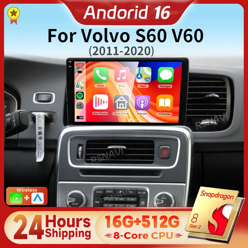 Radio Multimedia para Auto con Pantalla 2K y Android 16 Carplay para Volvo S60 V60 2011 - 2020, Autoradio 2DIN, Envío en 24 Horas, DVD 1