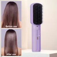 Cordless Electric Hot Comb Rechargeable Portable Straightening Brush Anti-Scald Hair Straightener Comb 3 Temp Settings for Women 1